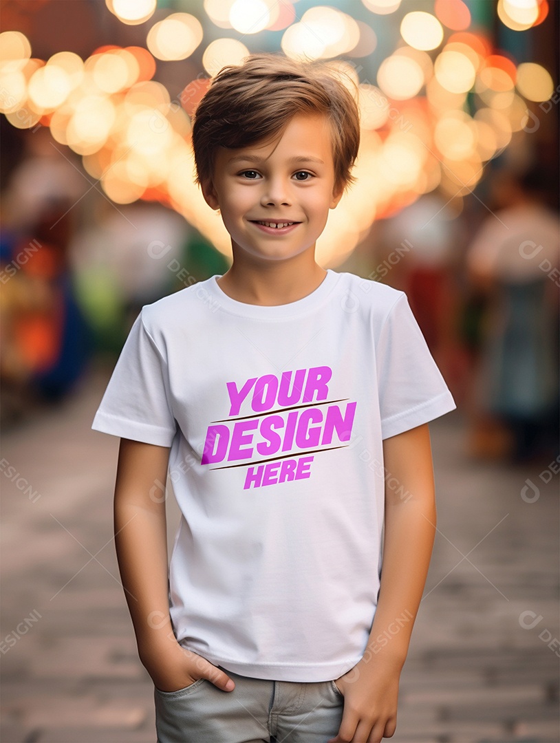 Mockup de Camiseta Branca Infantil PSD Editável