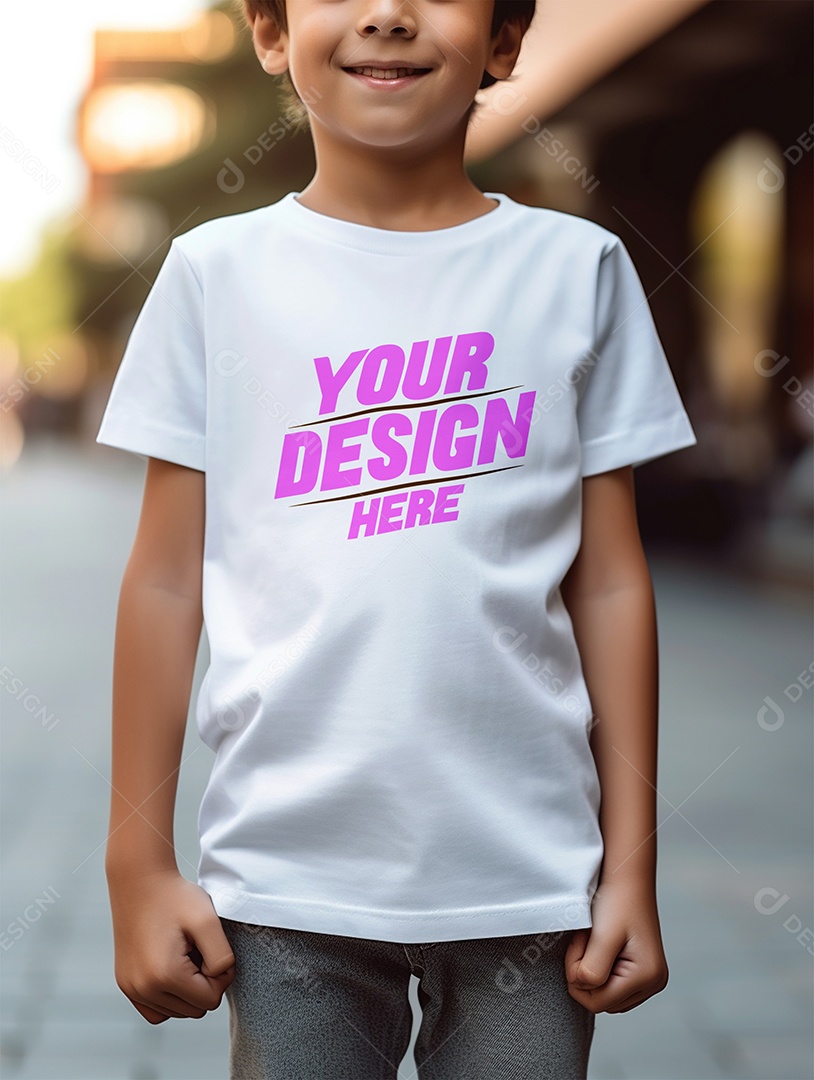 Mockup de Camiseta Branca Infantil PSD Editável