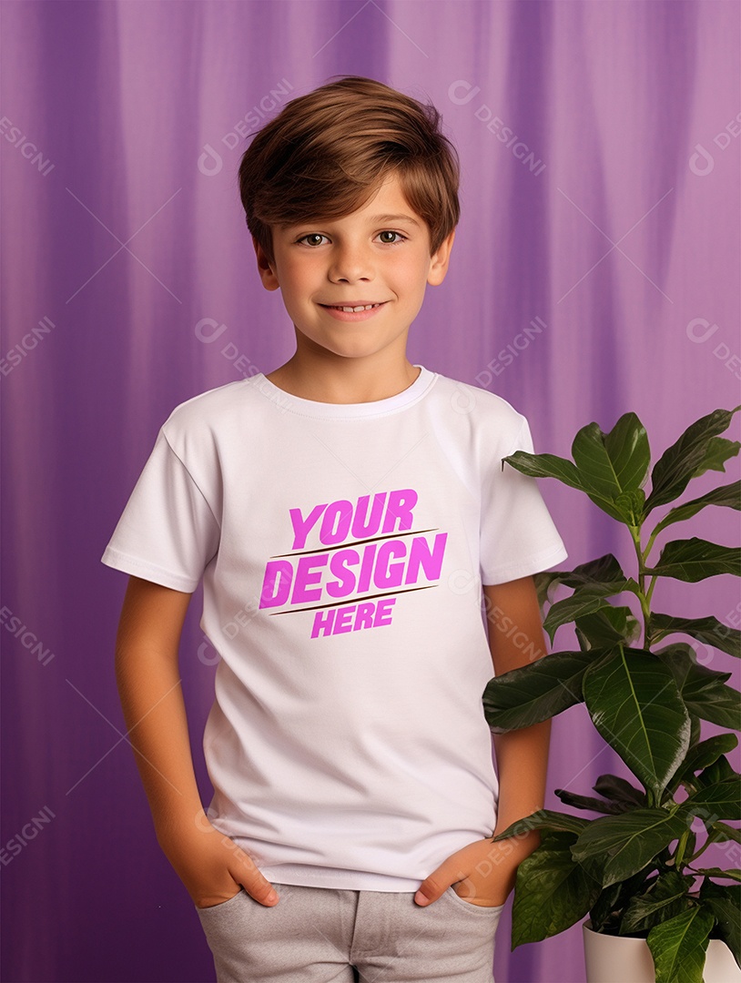 Mockup de Camiseta Branca Infantil PSD Editável