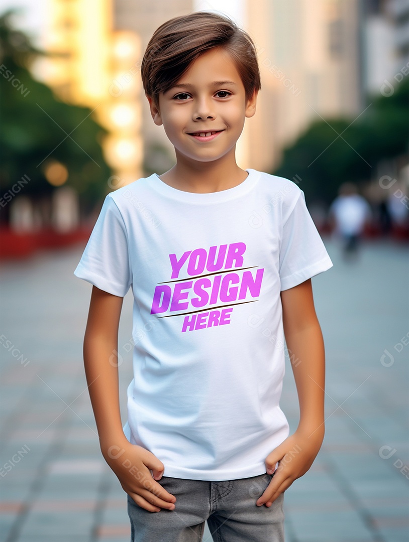 Mockup de Camiseta Branca Infantil PSD Editável
