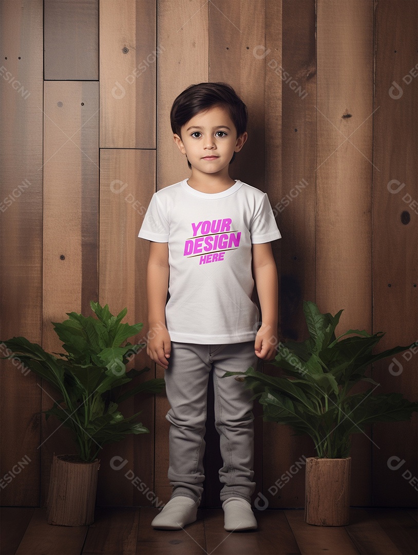 Mockup de Camiseta Branca Infantil PSD Editável