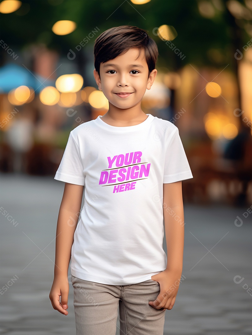Mockup de Camiseta Branca Infantil PSD Editável