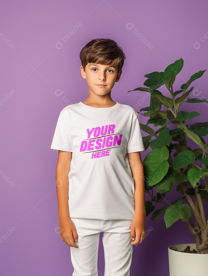 Mockup de Camiseta Branca Infantil PSD Editável