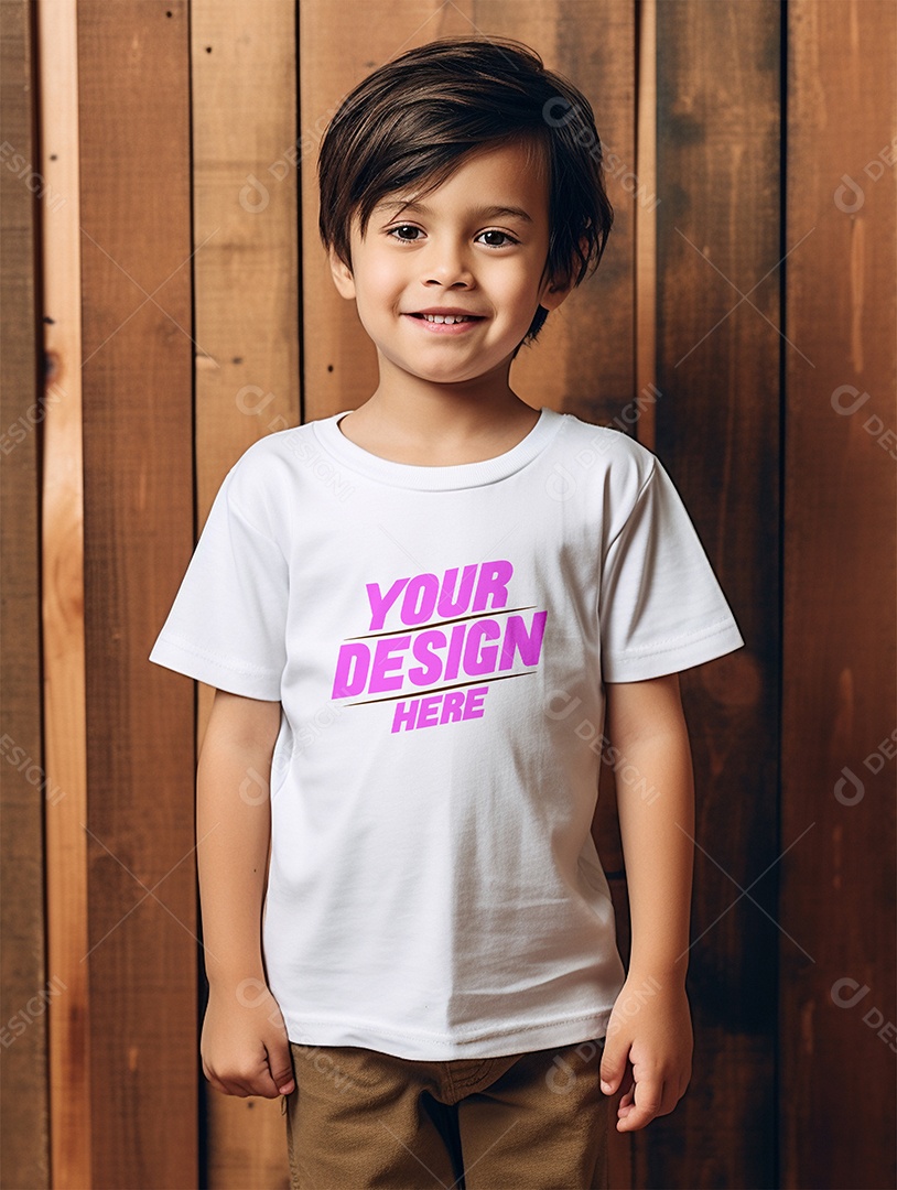 Mockup de Camiseta Branca Infantil PSD Editável
