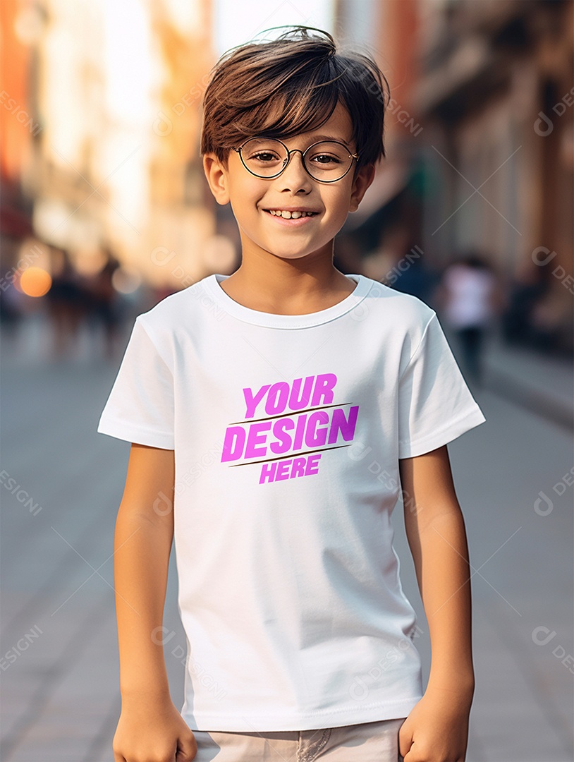 Mockup de Camiseta Branca Infantil PSD Editável