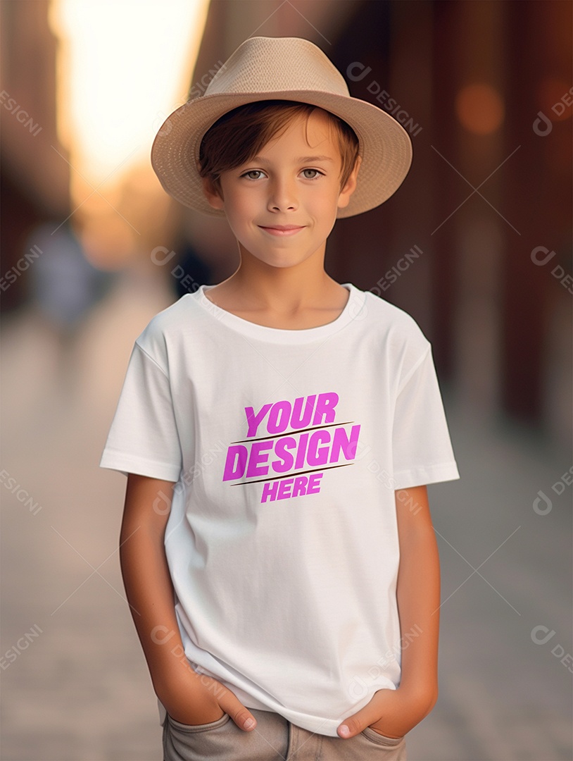 Mockup de Camiseta Branca Infantil PSD Editável