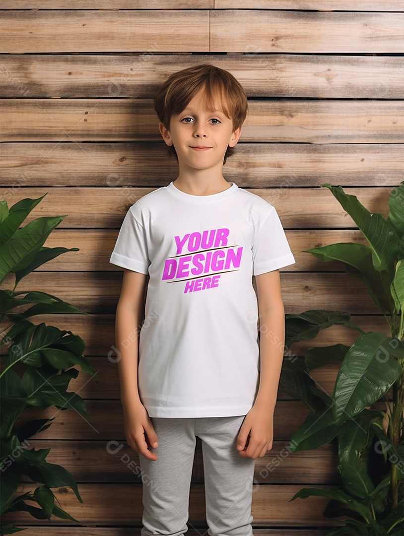 Mockup de Camiseta Branca Infantil PSD Editável