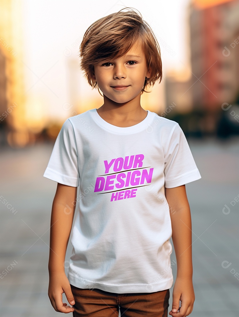 Mockup de Camiseta Branca Infantil PSD Editável