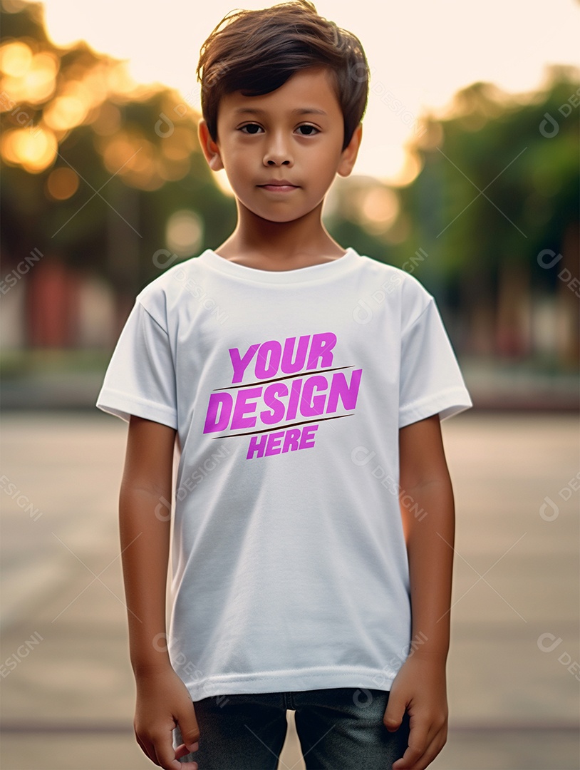 Mockup de Camiseta Branca Infantil PSD Editável