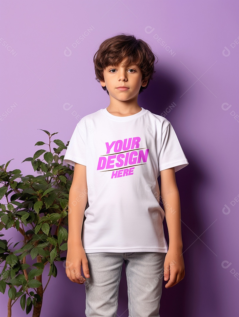 Mockup de Camiseta Branca Infantil PSD Editável
