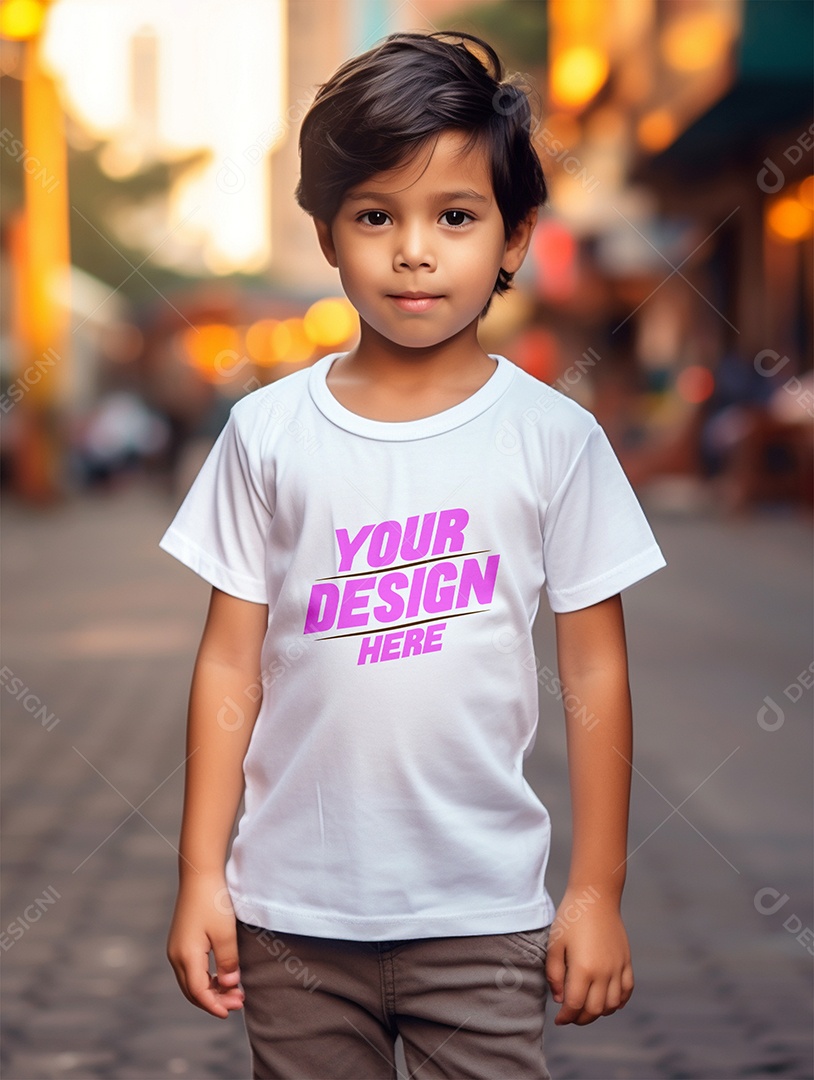 Mockup de Camiseta Branca Infantil PSD Editável