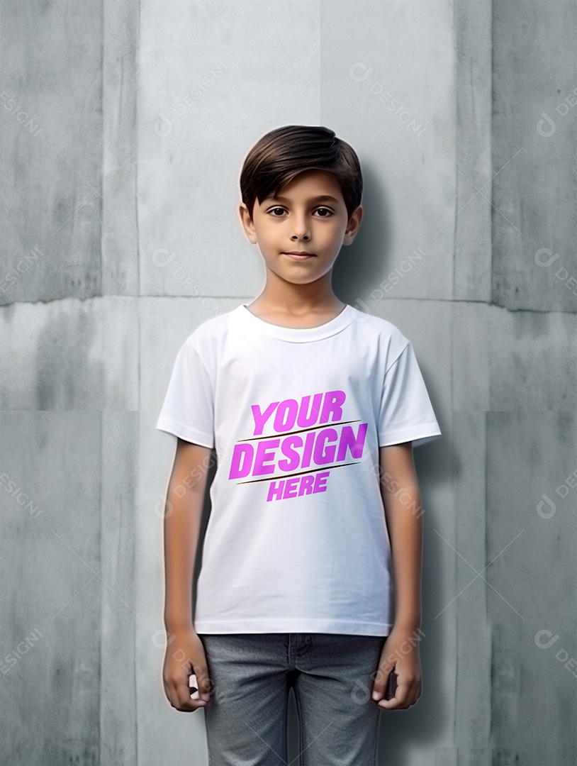 Mockup de Camiseta Branca Infantil PSD Editável