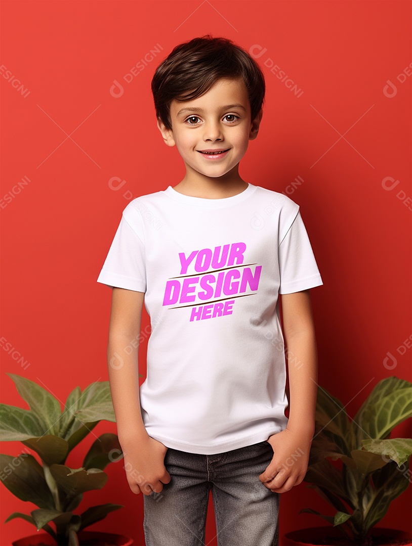 Mockup de Camiseta Branca Infantil PSD Editável