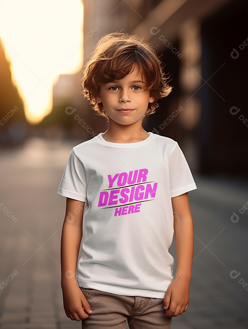 Mockup de Camiseta Branca Infantil PSD Editável
