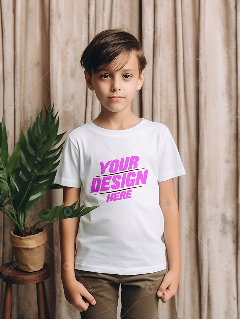 Mockup de Camiseta Branca Infantil PSD Editável