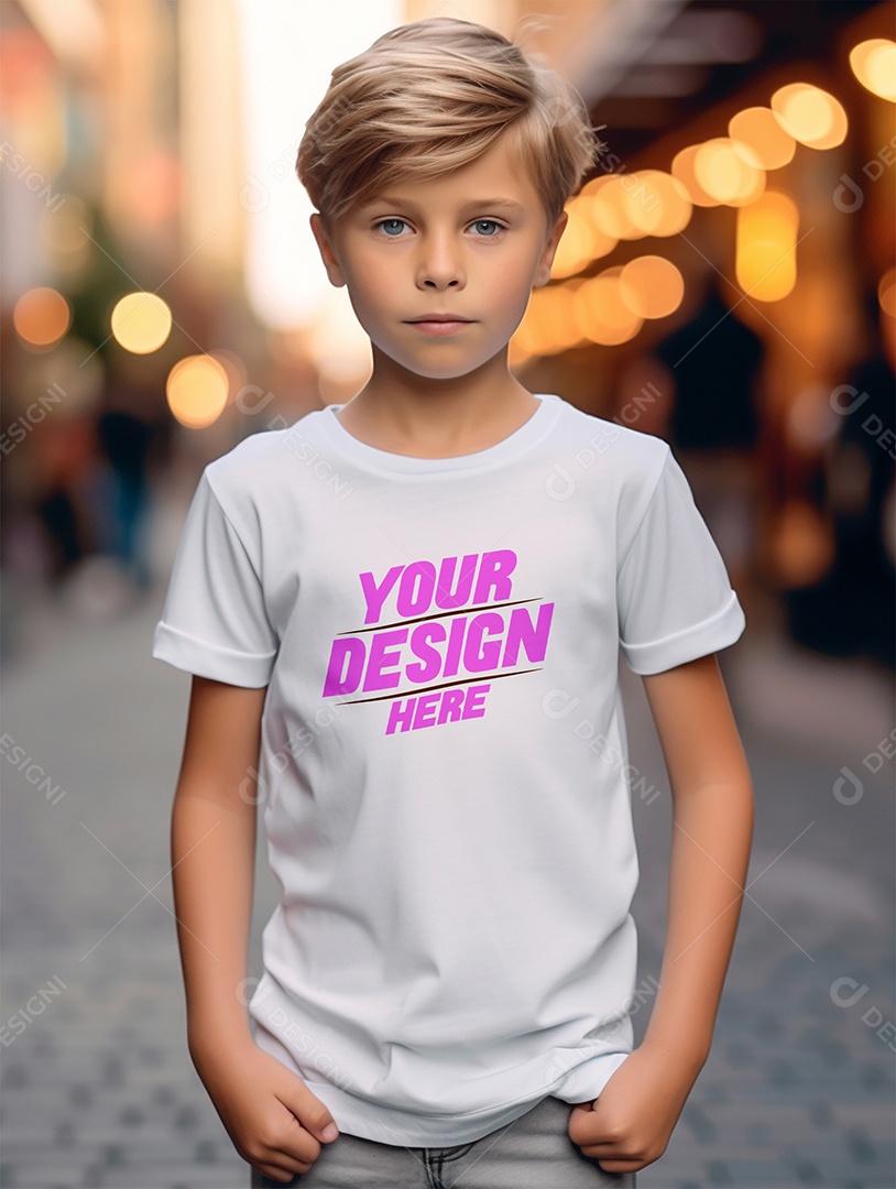 Mockup de Camiseta Branca Infantil PSD Editável