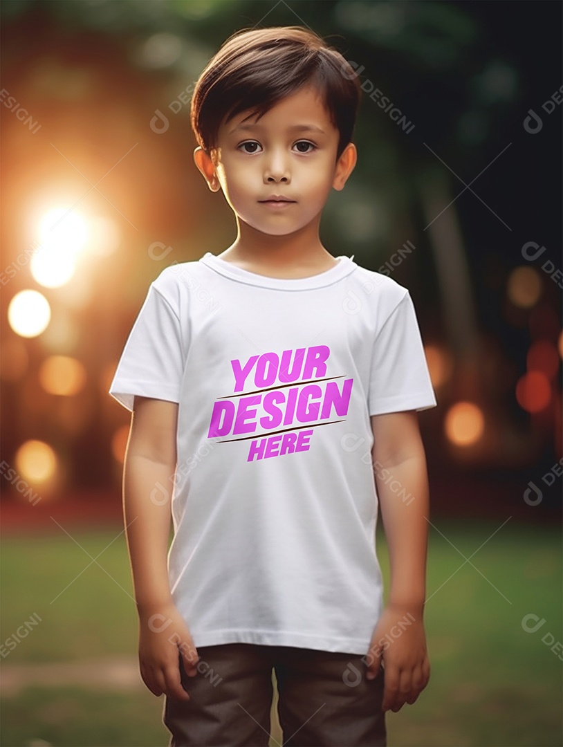 Mockup de Camiseta Branca Infantil PSD Editável