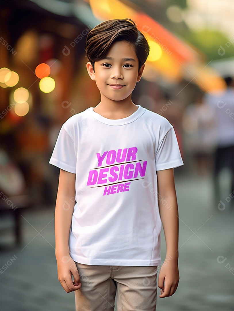 Mockup de Camiseta Branca Infantil PSD Editável