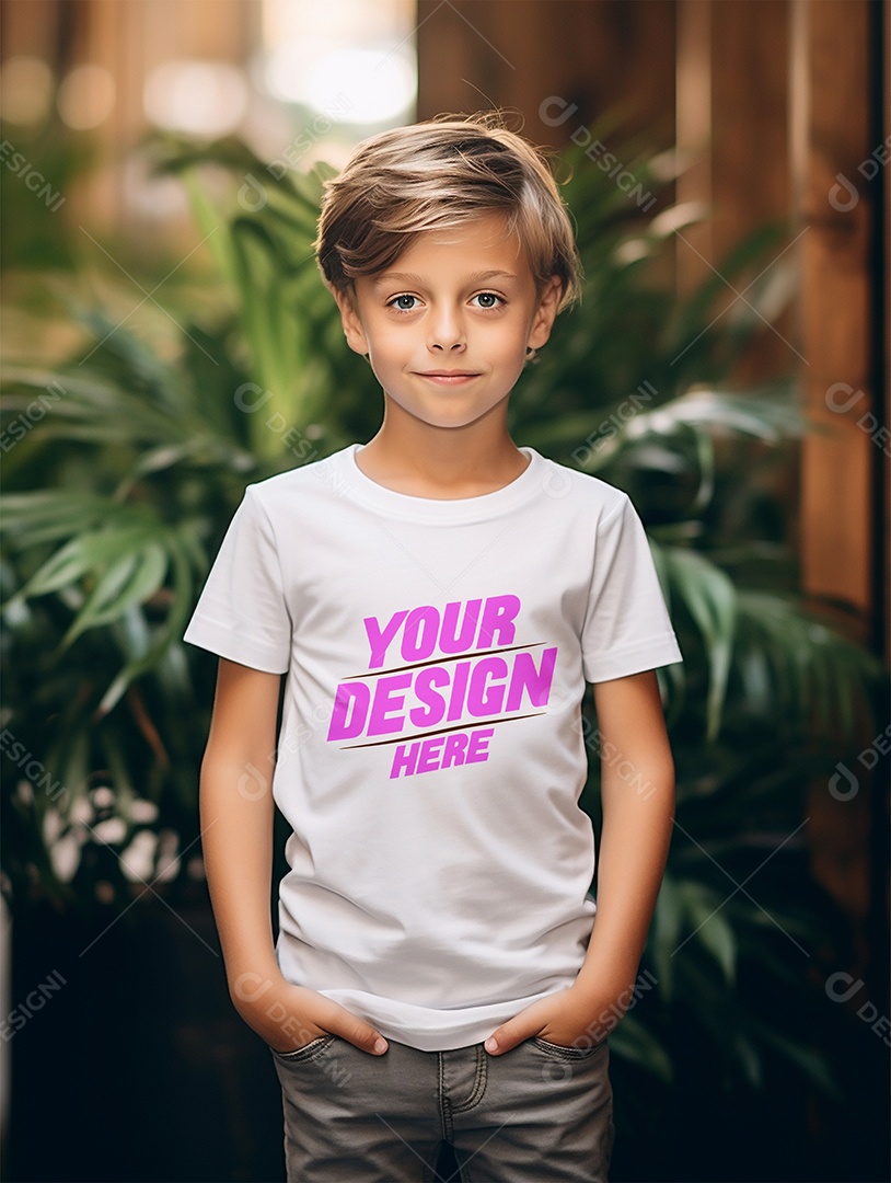 Mockup de Camiseta Branca Infantil PSD Editável
