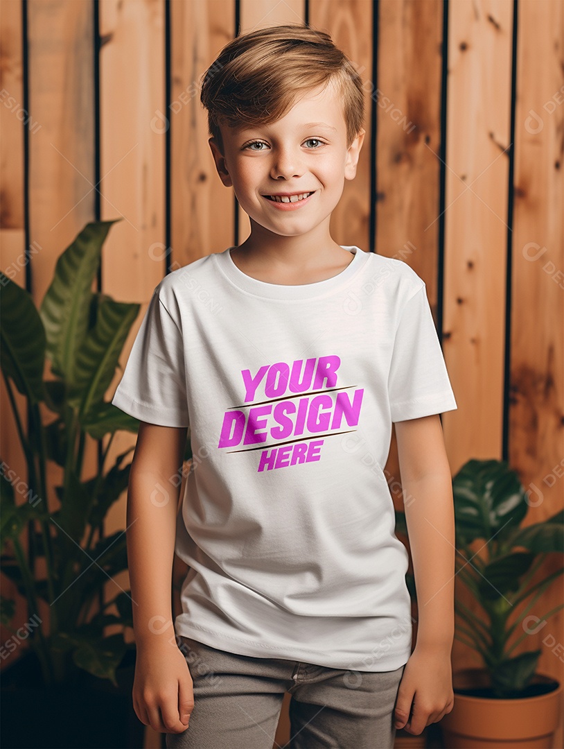 Mockup de Camiseta Branca Infantil PSD Editável