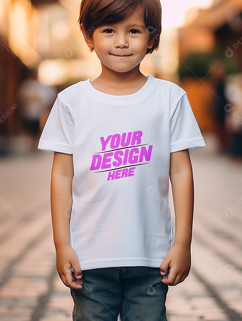 Mockup de Camiseta Branca Infantil PSD Editável