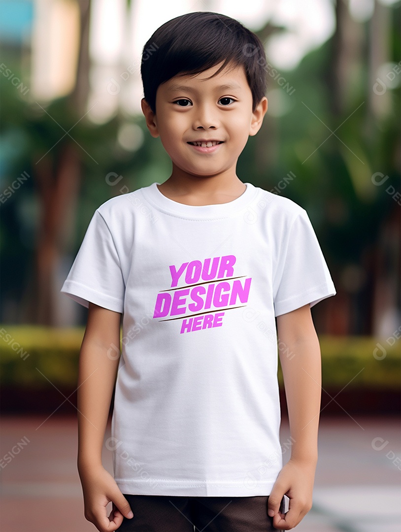 Mockup de Camiseta Branca Infantil PSD Editável