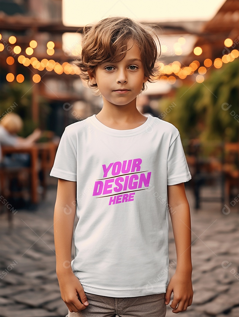 Mockup de Camiseta Branca Infantil PSD Editável