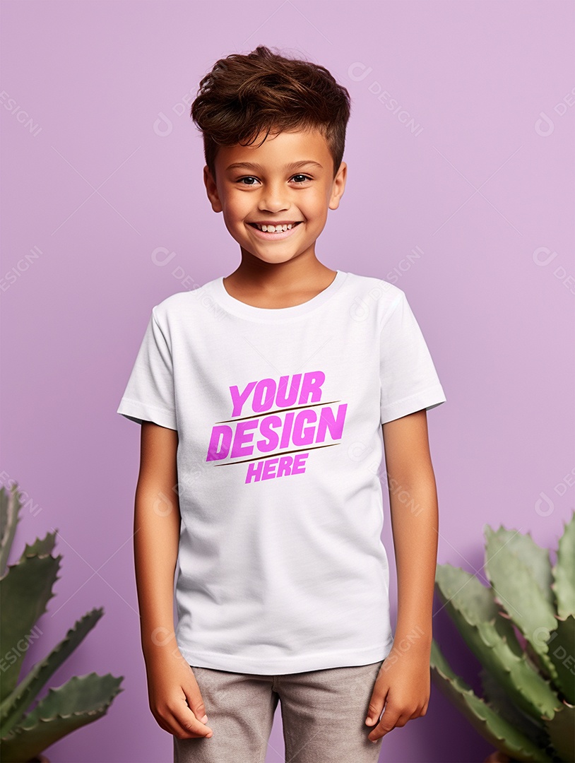 Mockup de Camiseta Branca Infantil PSD Editável