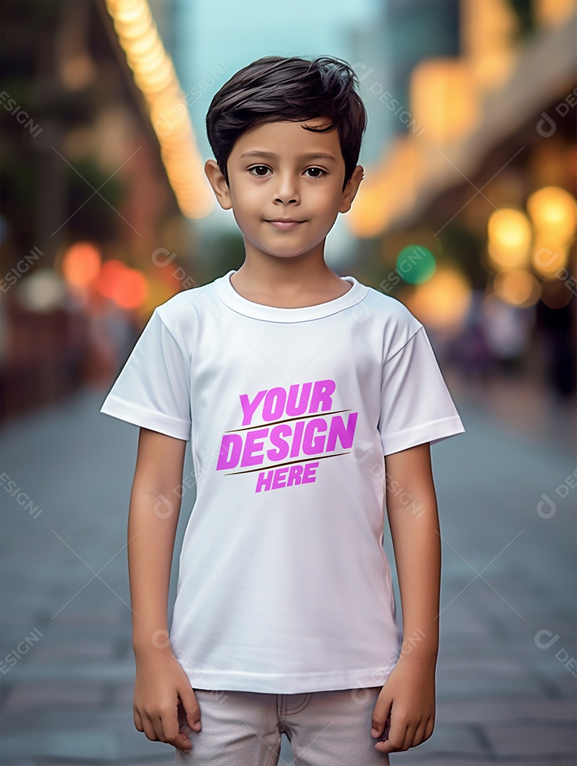 Mockup de Camiseta Branca Infantil PSD Editável