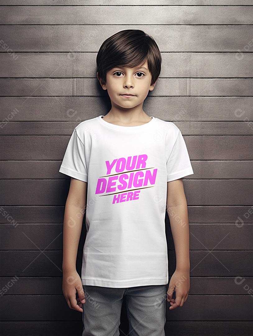 Mockup de Camiseta Branca Infantil PSD Editável