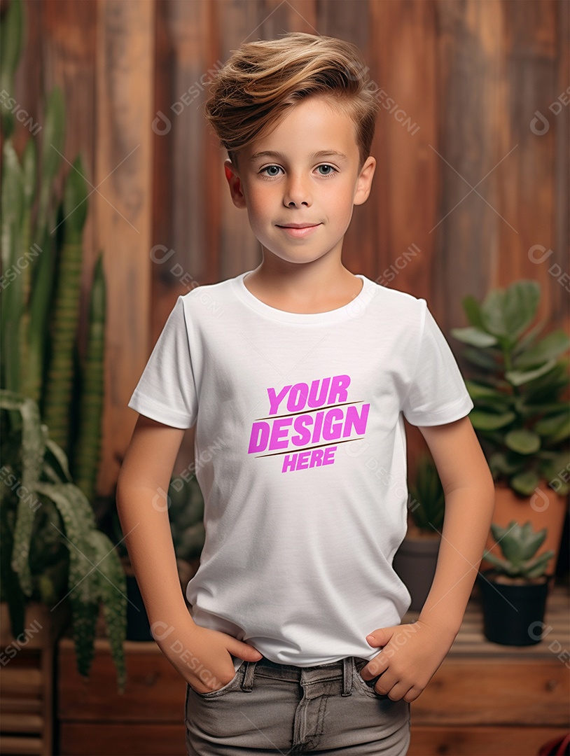 Mockup de Camiseta Branca Infantil PSD Editável