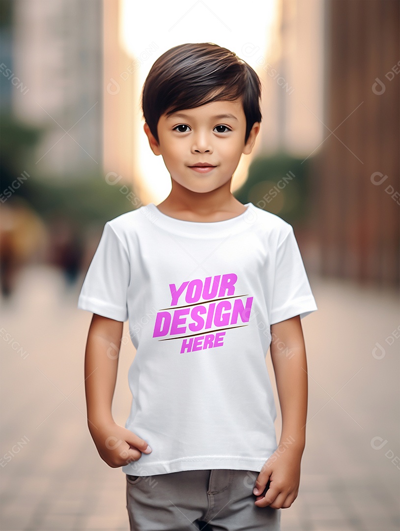 Mockup de Camiseta Branca Infantil PSD Editável