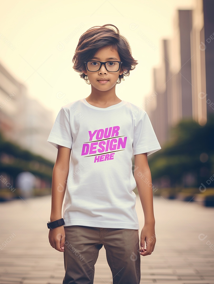 Mockup de Camiseta Branca Infantil PSD Editável
