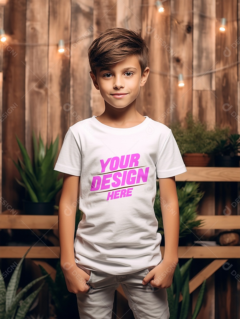 Mockup de Camiseta Branca Infantil PSD Editável