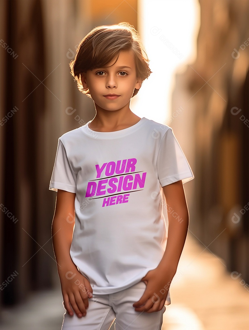 Mockup de Camiseta Branca Infantil PSD Editável