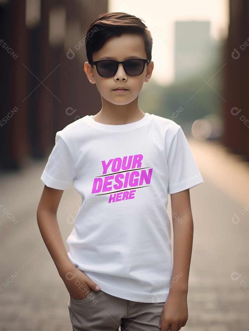 Mockup de Camiseta Branca Infantil PSD Editável