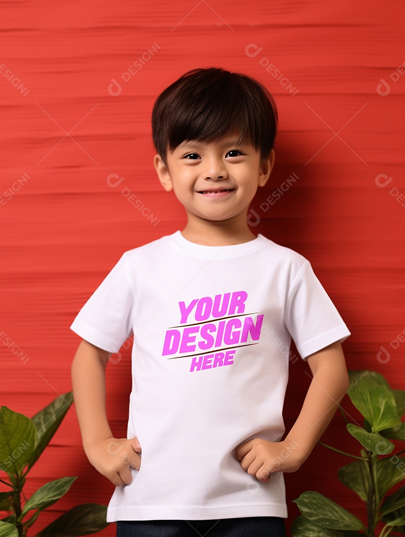 Mockup de Camiseta Branca Infantil PSD Editável