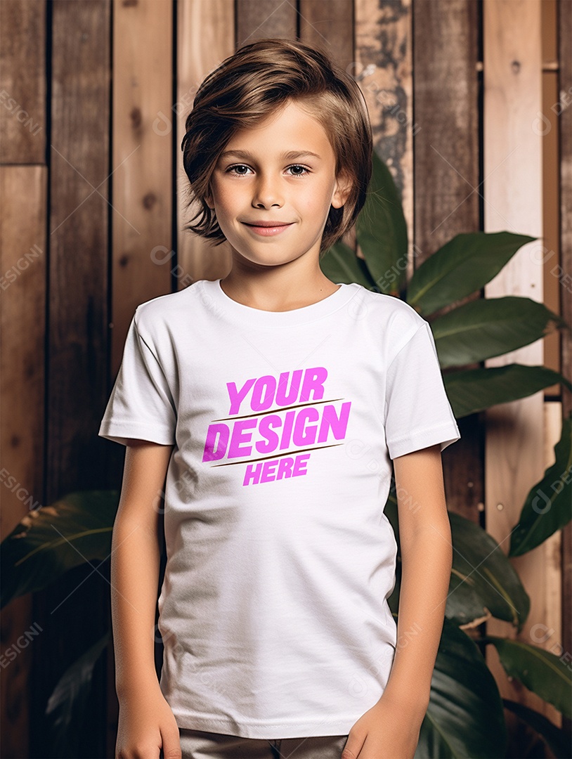 Mockup de Camiseta Branca Infantil PSD Editável