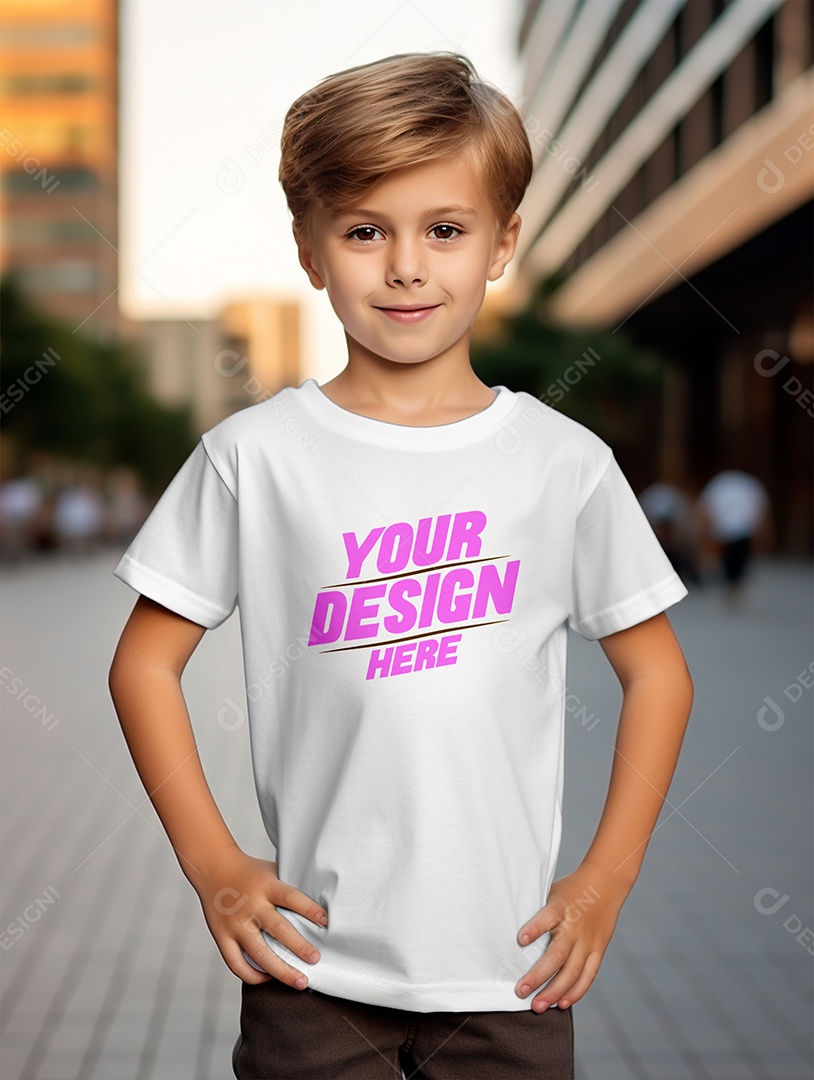 Mockup de Camiseta Branca Infantil PSD Editável