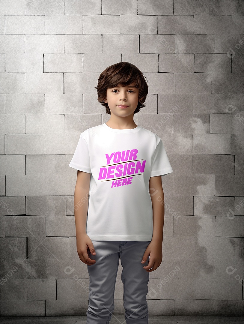 Mockup de Camiseta Branca Infantil PSD Editável