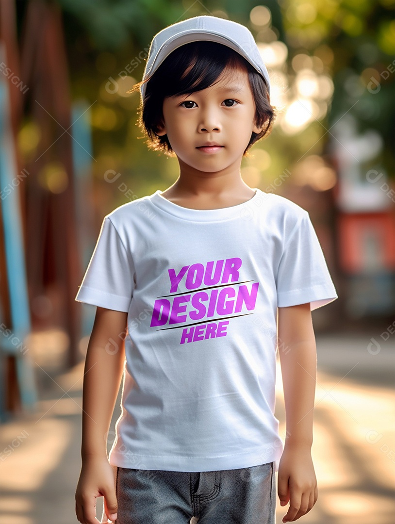 Mockup de Camiseta Branca Infantil PSD Editável