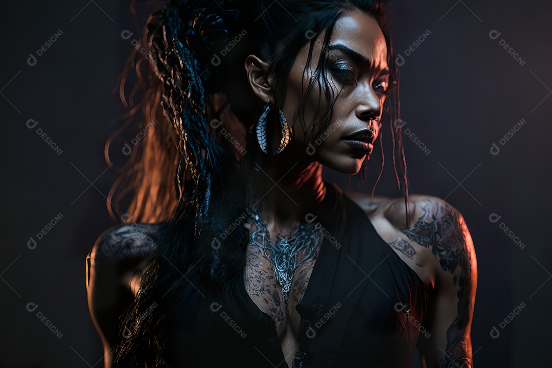 Mulher jovem cantando sobre palco