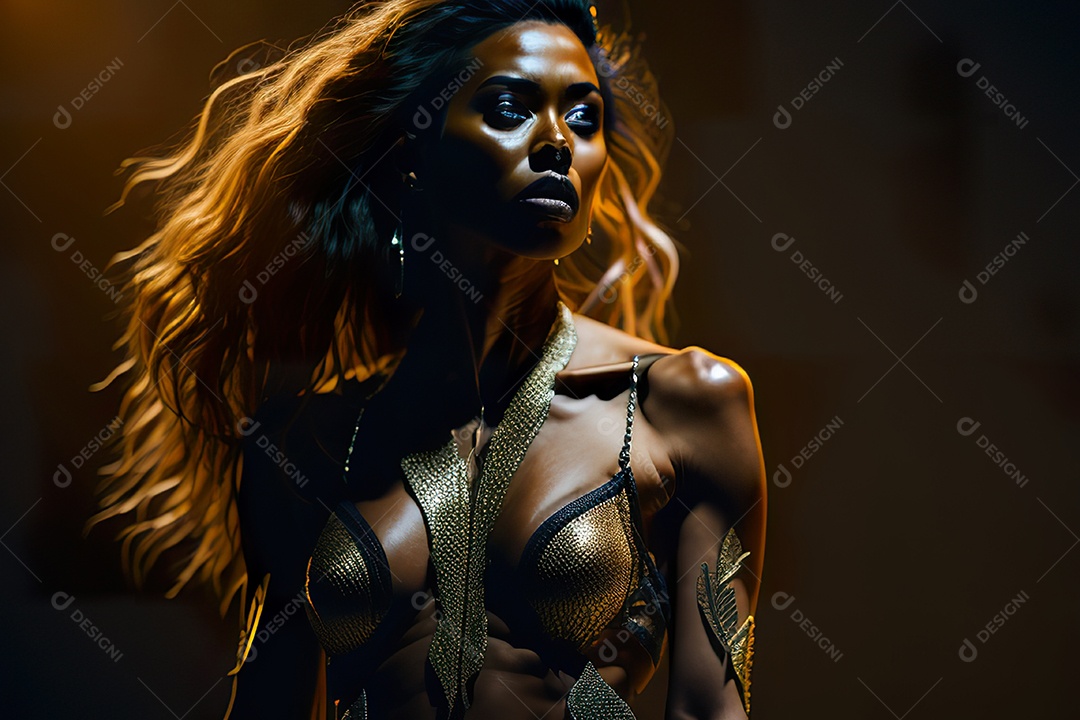 Mulher jovem cantando sobre palco