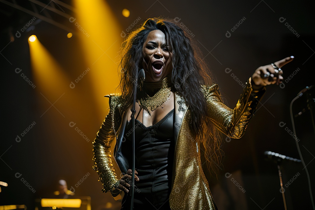 Cantora fazendo show no palco