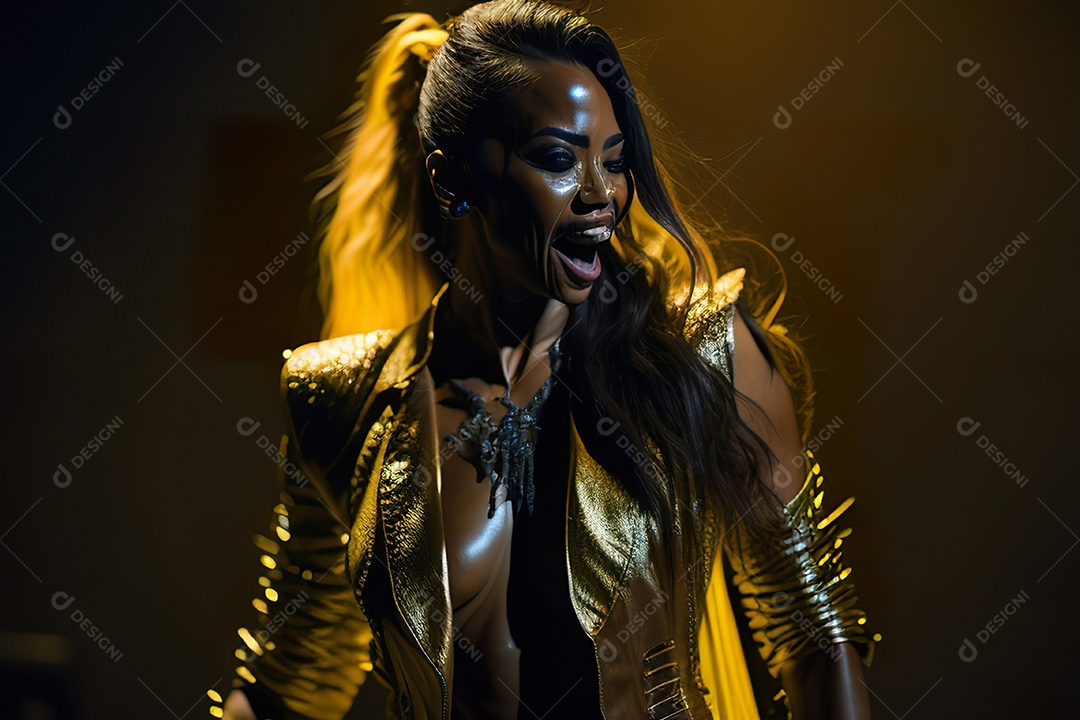 Cantora fazendo show no palco