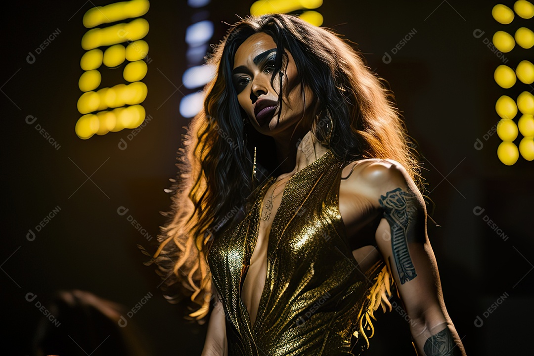 Cantora fazendo show no palco