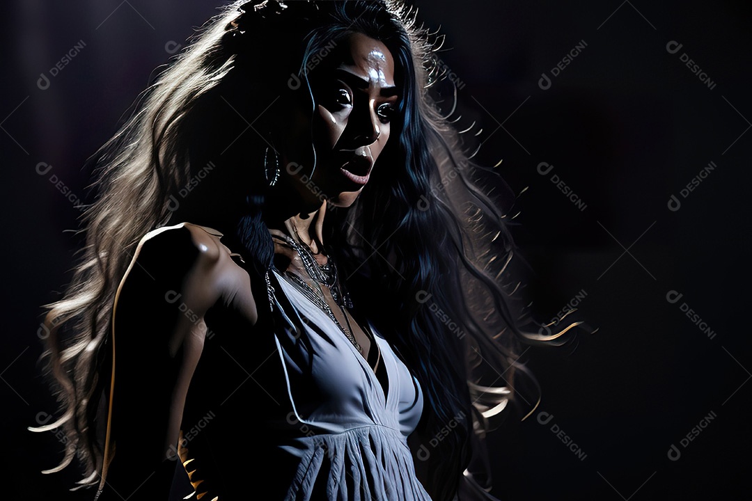 Cantora fazendo show no palco.