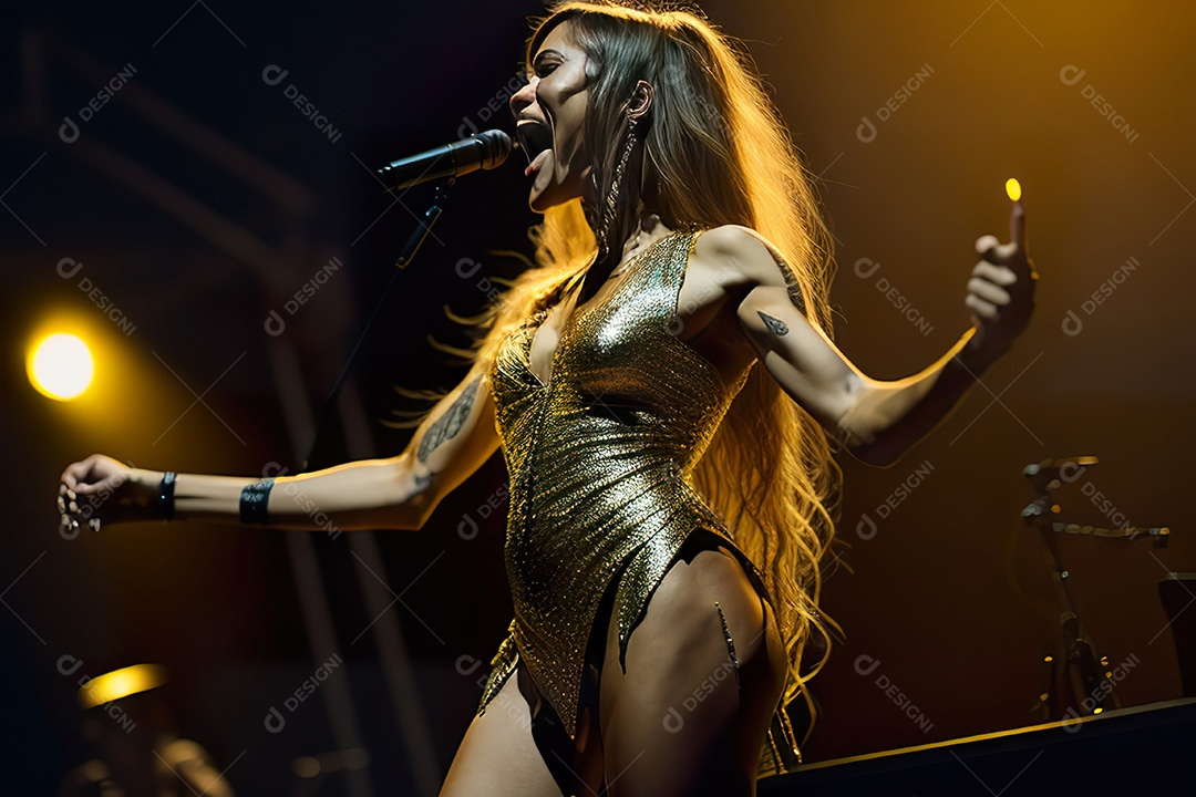 Cantor fazendo show no palco.