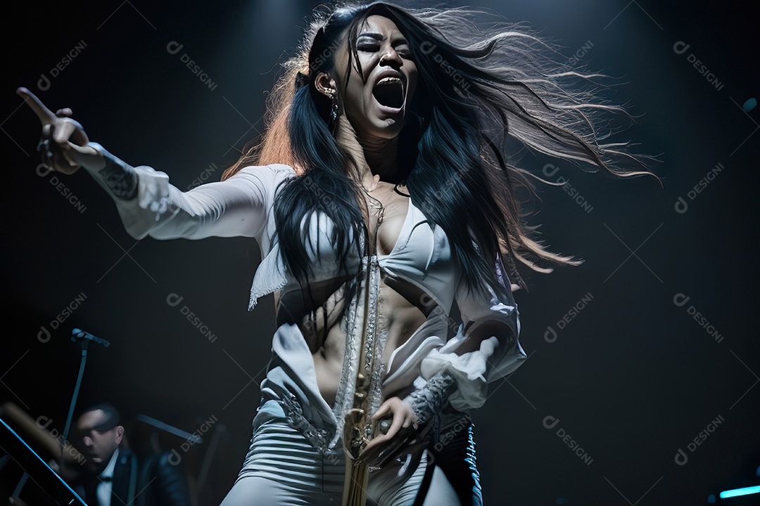 Cantor fazendo show no palco.