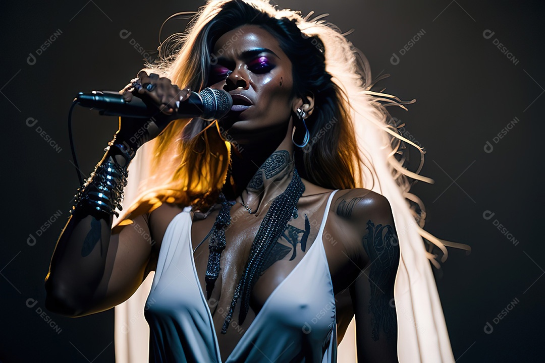 Cantor fazendo show no palco.